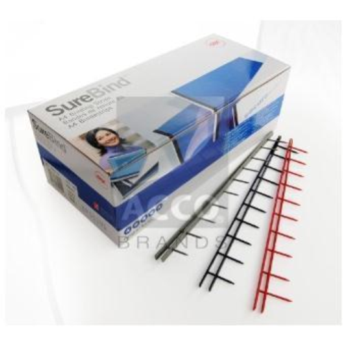 GBC SureBind - 25 mm - 10 anelli - A4 (210 x 297 mm) - 250 fogli - grigio - 100 pezzi strisce per rilegatura